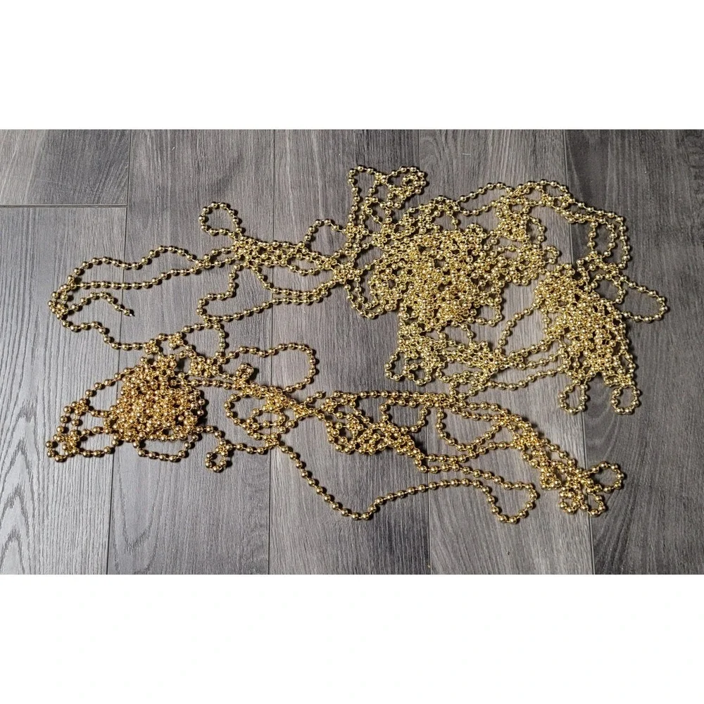 Unbranded Plastic Gold Bead Garland Approximately 51 Ft (3 sets of 17 Ft)